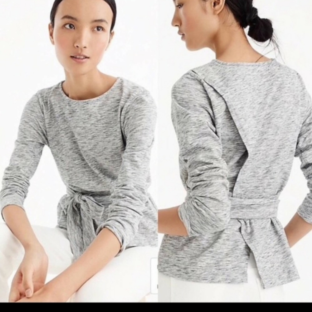 J Crew Grey Wrap Top. Size M